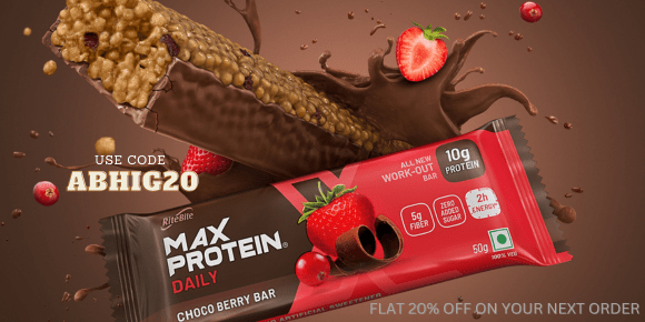Use Code ABHIG20 at Max Protein and get flat 20% off on your next order